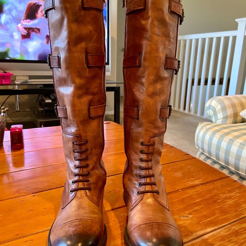 Vince Camuto Buckle High Knee Boots Like New